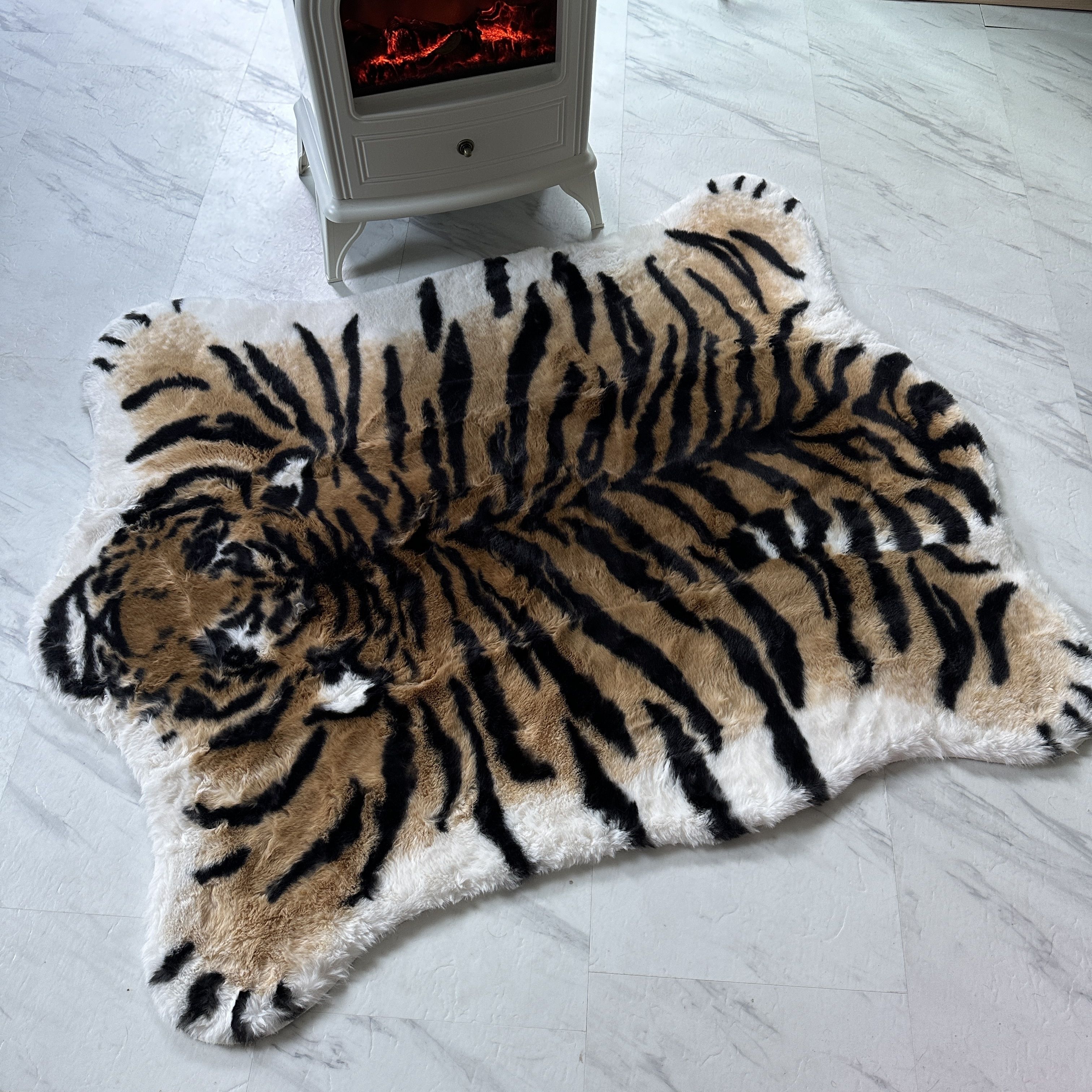 トラ タイガー 虎 エコファー ラグ カーペット ラグマット (ラグ