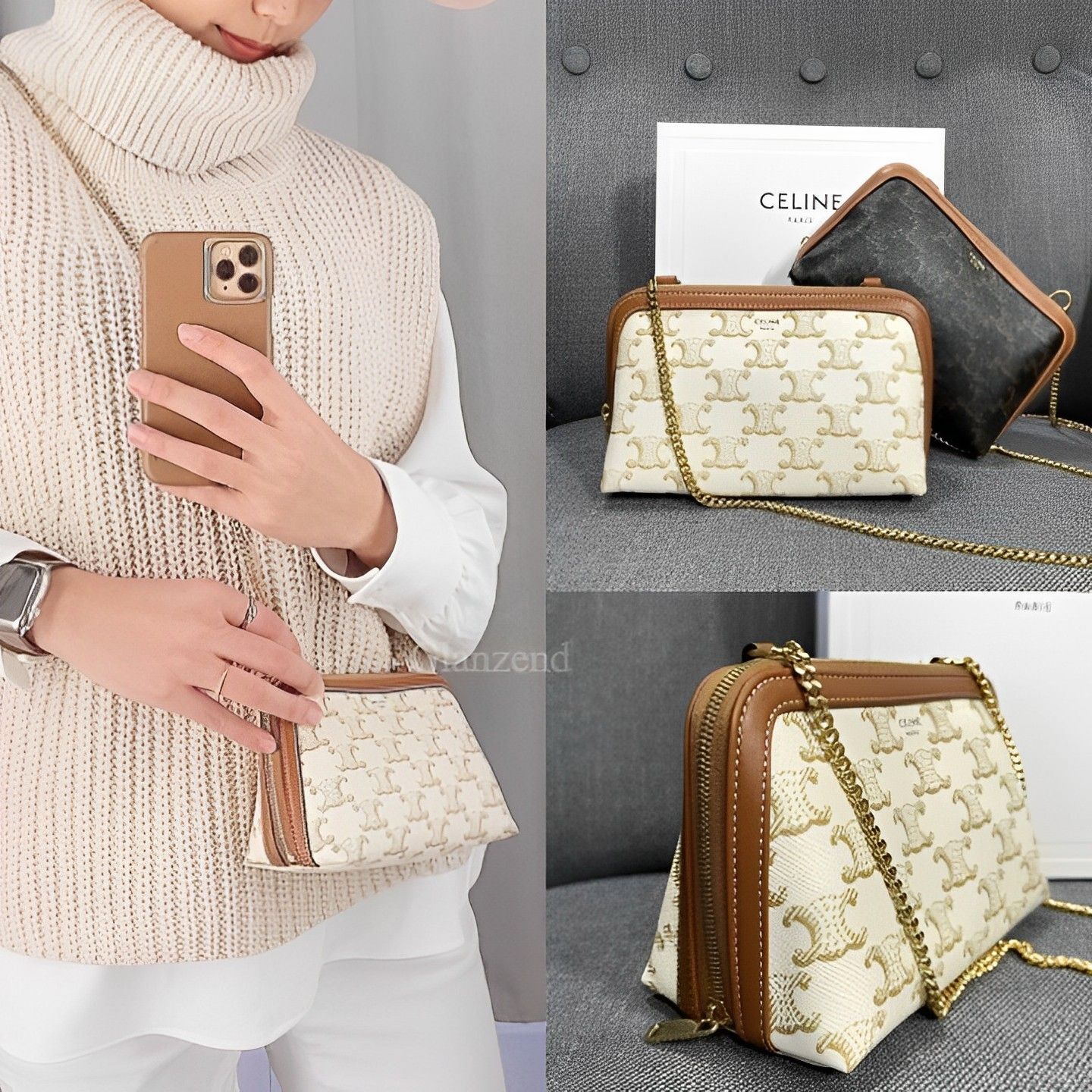 直営店【CELINE】チェーン付きクラッチ トリオンフキャンバス (CELINE