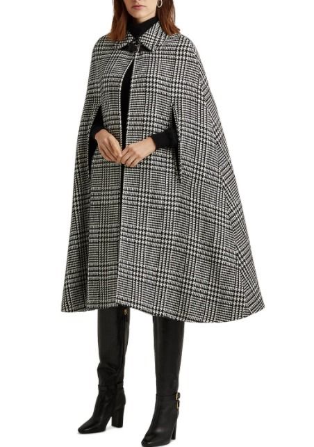 新作! Ralph Lauren(ラルフ)グレンチェック ケープコート (Ralph