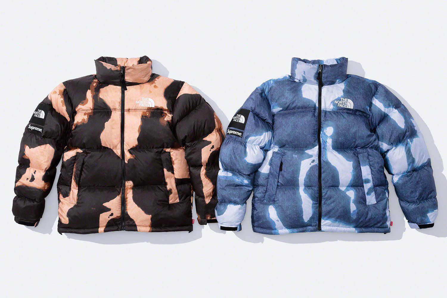 Supreme The North Face Bleached Denim Print Nuptse Jacket (Supreme