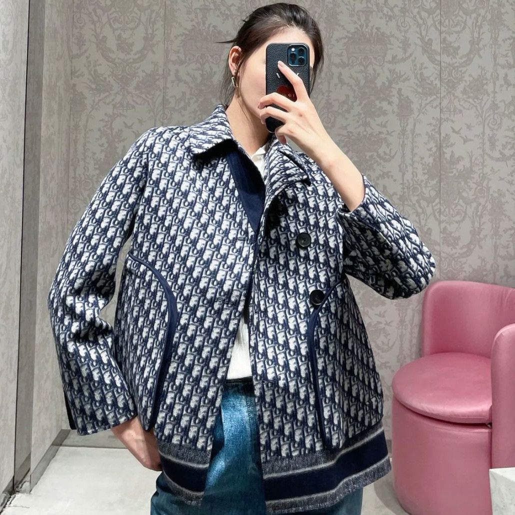 Dior ピーコート《CABAN》ネイビー Oblique ウール DHL 直営店 (Dior