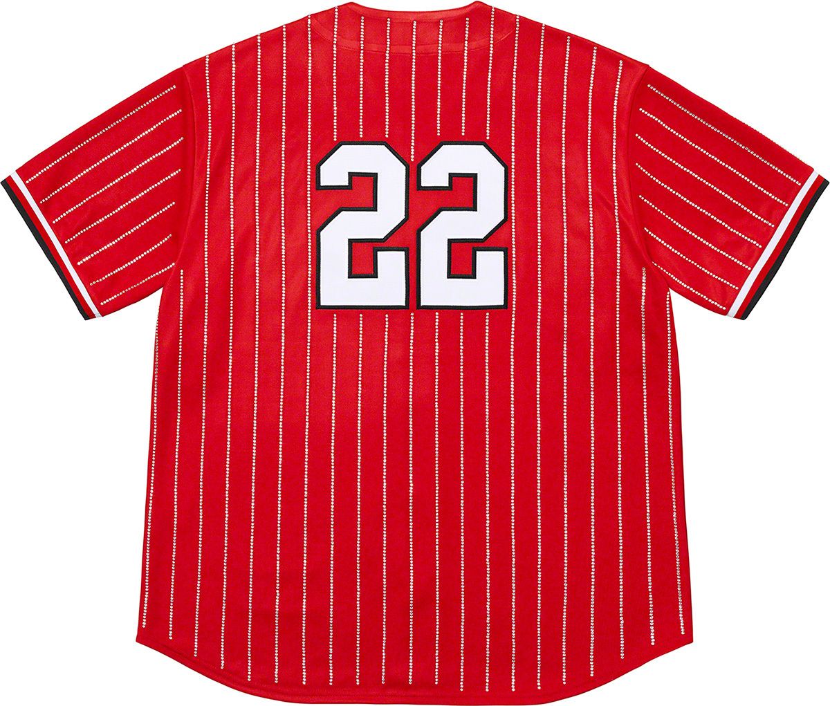 Supreme Rhinestone Stripe Baseball Jersey ベースボールシャツ