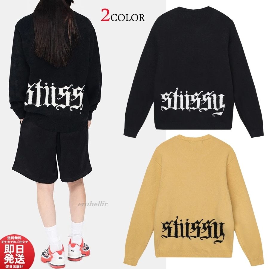 国内発送 関税込 STUSSY GOTHIC SWEATER ゴシック ロゴ セーター