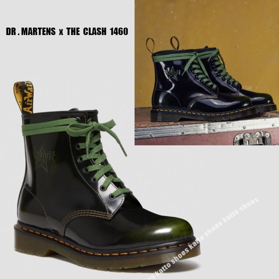 Dr Martens x THE CLASH 1460☆コラボ☆兼用☆BLACK ARMY GREEN (Dr