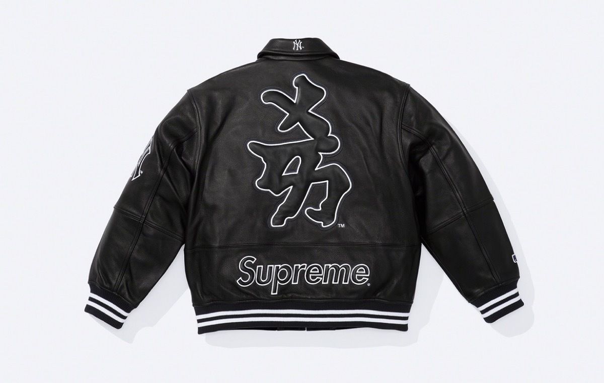 Supreme new york yankees kanjiレザージャケット パンツ (Supreme