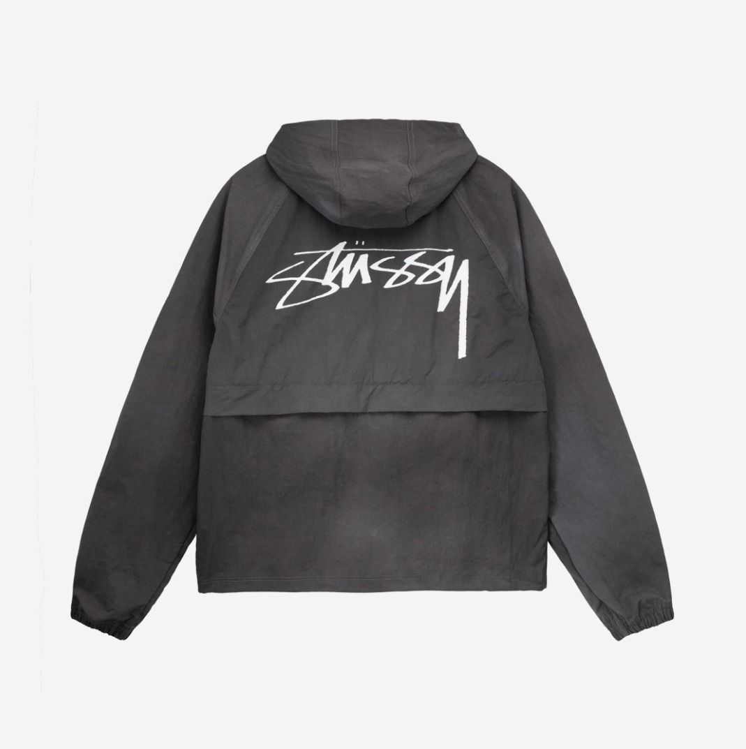 Stussy シェルジャケット ブラック シワ加工 Beach Shell Wave Dye