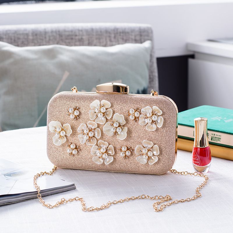 3D フラワー ビジュー 2Way クラッチバック ビーズ パール 韓国