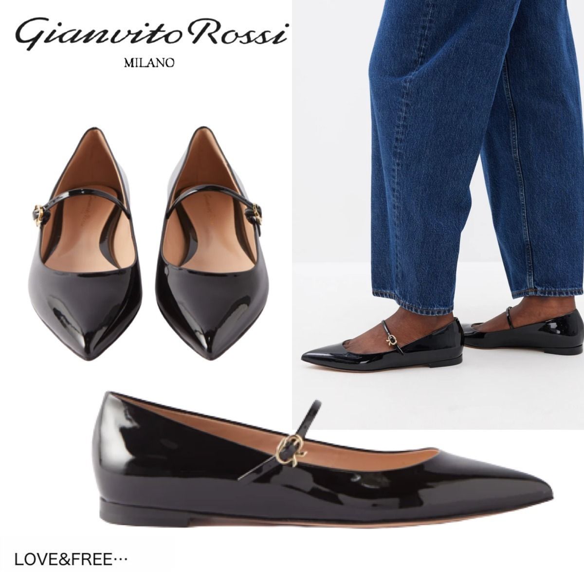 専用☆ジャンヴィトロッシ☆フラットパンプス黒35美品 ジャンヴィト