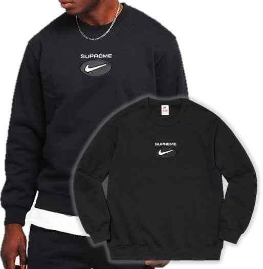 Supreme x NIKE コラボ トレーナー ジュエル クルーネック 黒 (Supreme