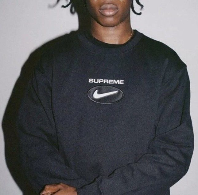 Supreme x NIKE コラボ トレーナー ジュエル クルーネック 黒 (Supreme