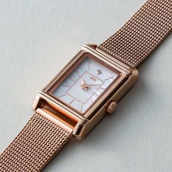 ete*ソーラーウォッチ スクエア メッシュベルト*直営ギフト包装