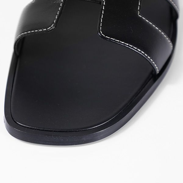 HERMES エルメス サンダル フラットサンダル Hロゴ レザー 本革