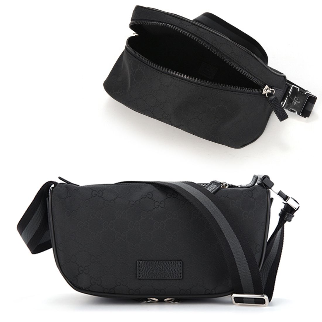 GUCCI ブラック ナイロン ショルダーバッグ