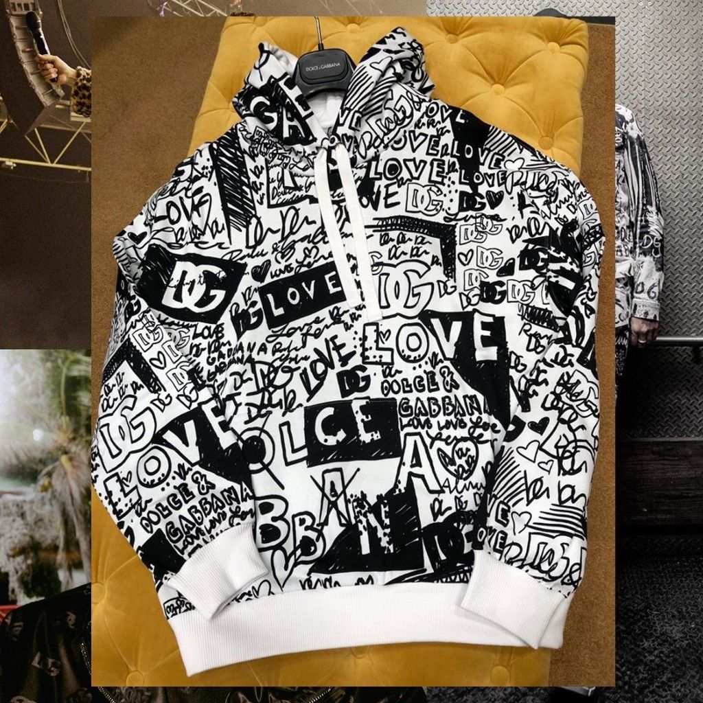 関税込 ドルチェ＆ガッバーナ フーディー フロック加工プリント (Dolce