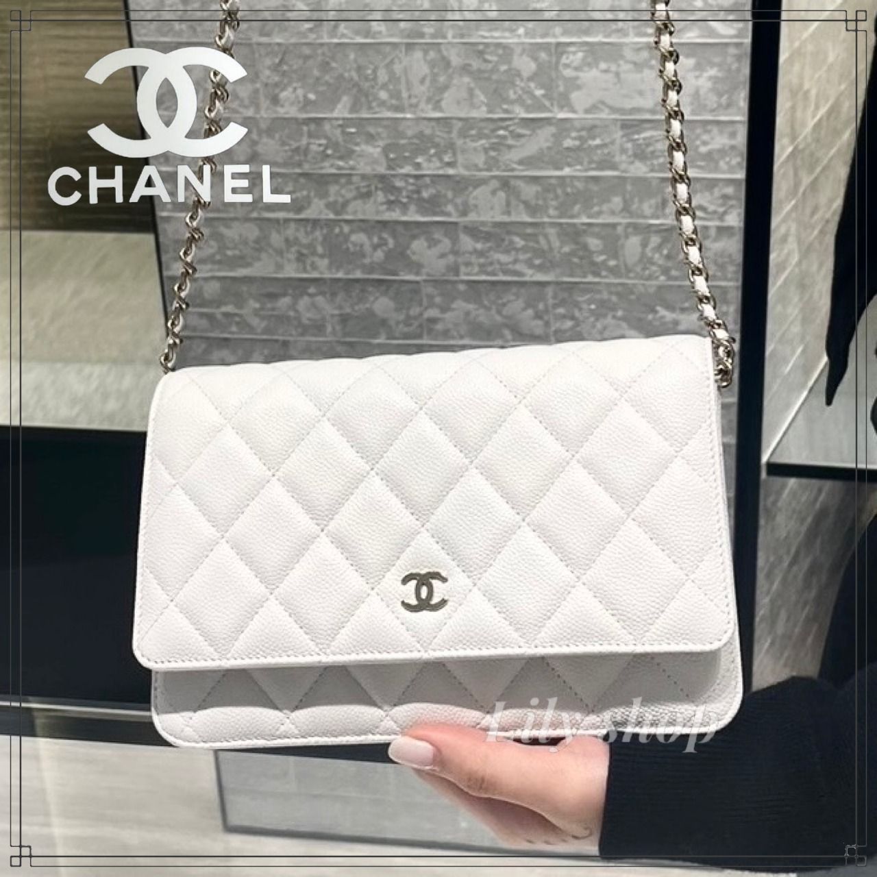 上品なホワイト♡【CHANEL】クラシック チェーンウォレット (CHANEL