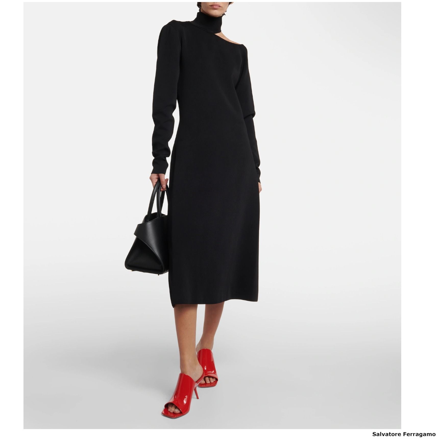 FERRAGAMO フェラガモ ワンピース Mockneck jersey midi 881798