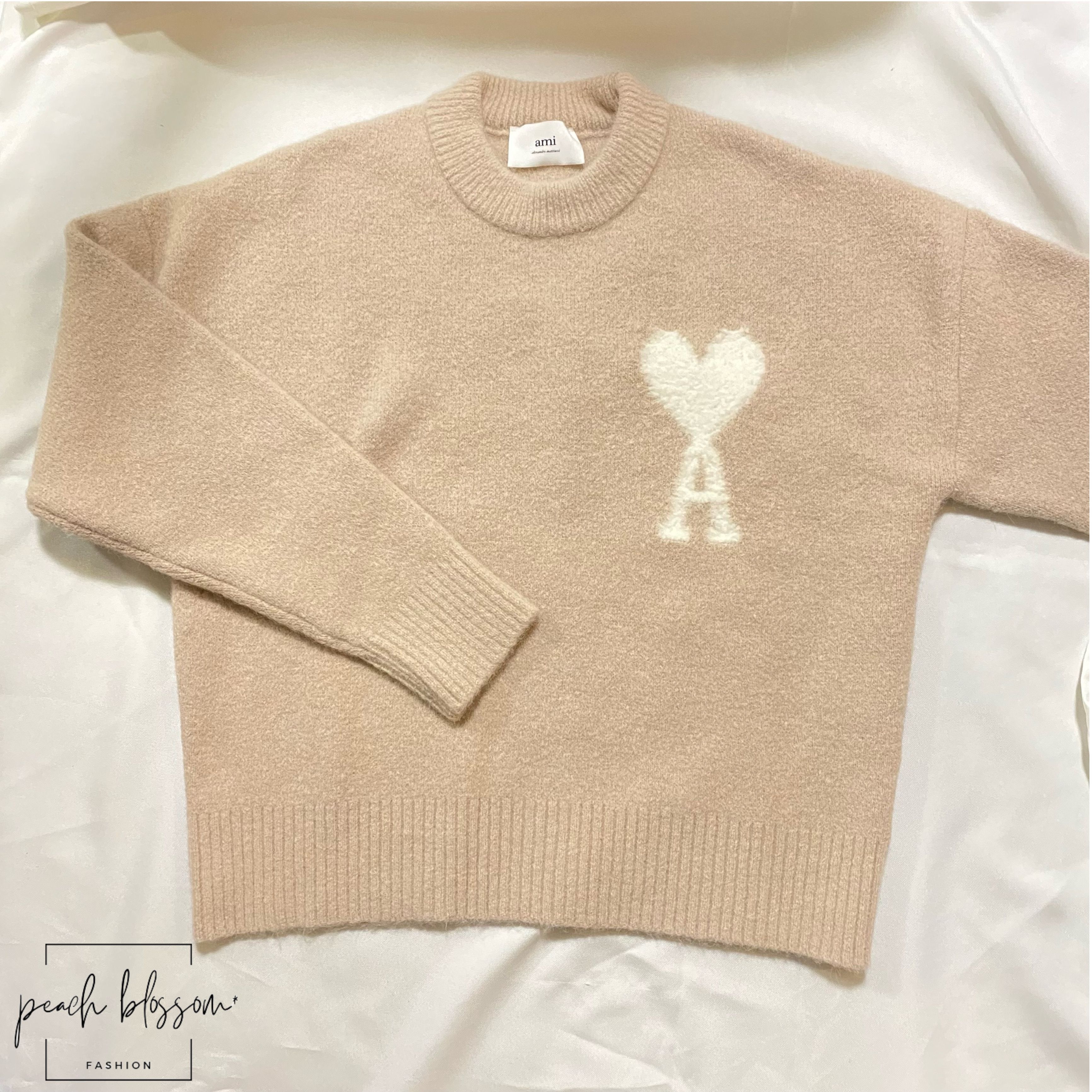 関税込☆Ami Paris ハートロゴ セーター ピンク ベージュ アミ (AMI