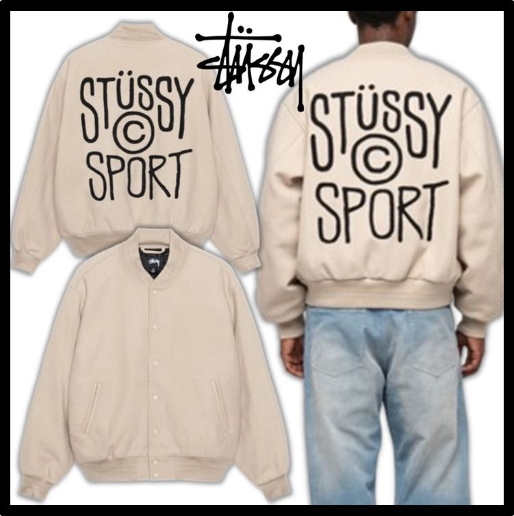☆関税込☆Stussy☆SPORT MELTON VARSITY JACKET☆Oatmeal☆ (STUSSY