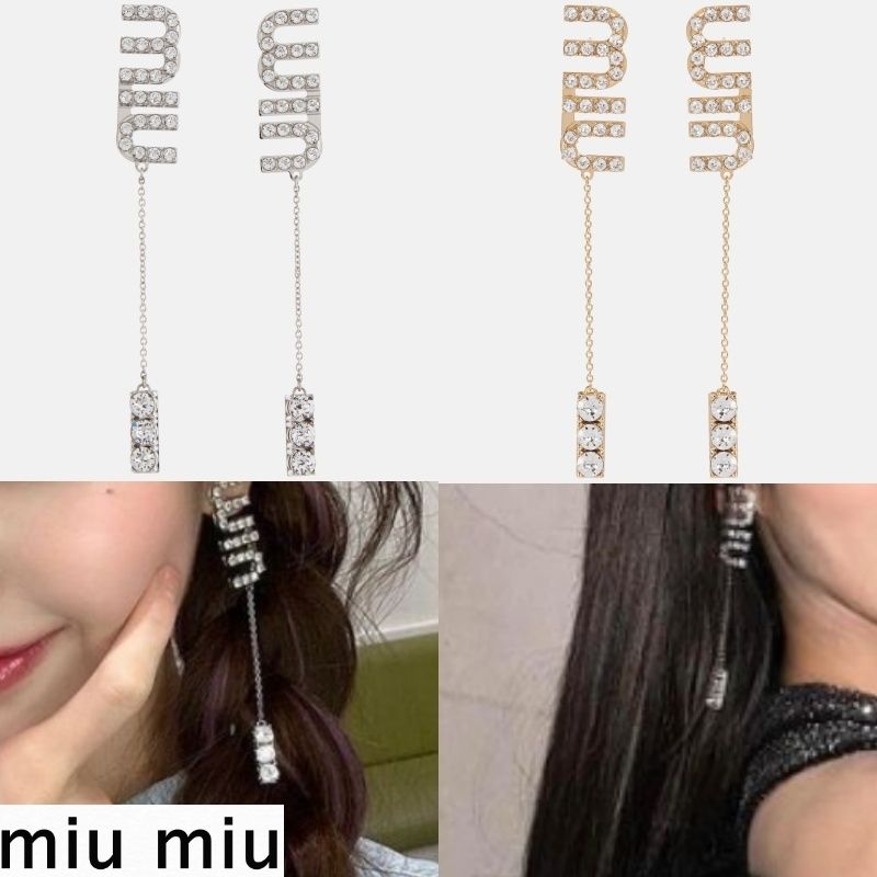 MIUMIU】ミンニ ウォニョン着用♪ クリスタルチャーム付ピアス (MiuMiu
