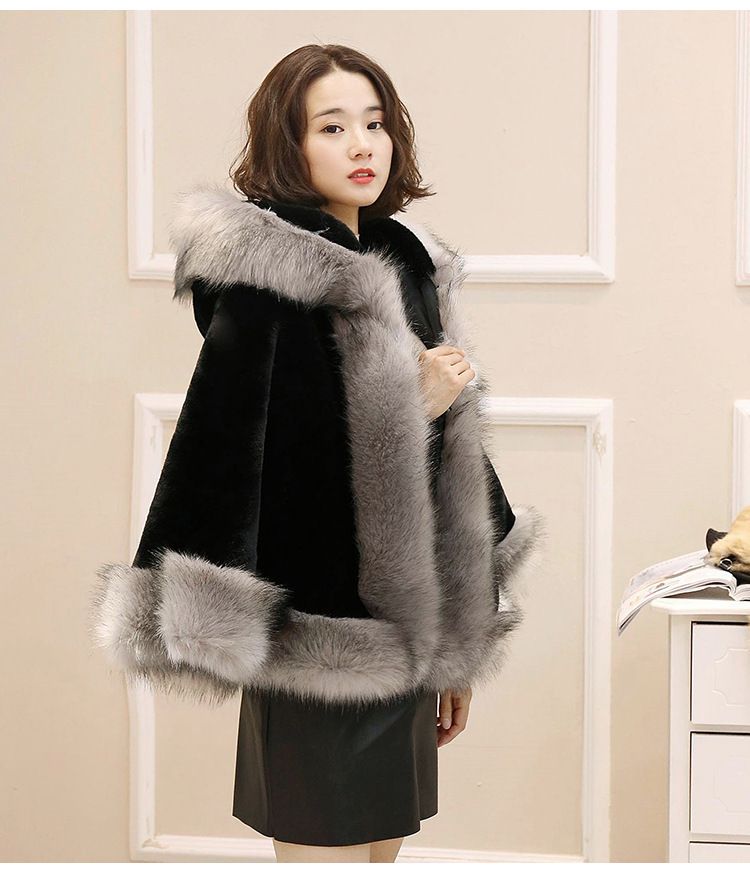 レディース フェイクファー ショール コート ファーポンチョ (ポンチョ