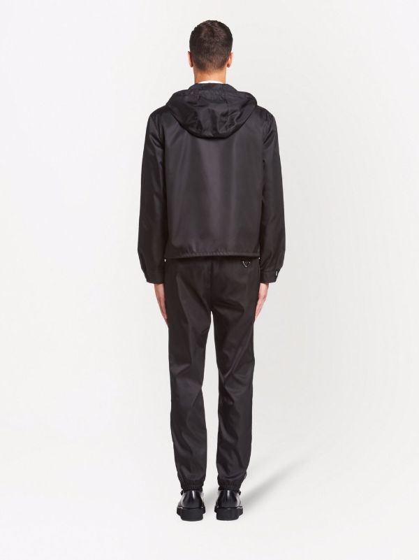 Prada Re-Nylon Hooded Blouson Jacket | Black | FARFETCH CA