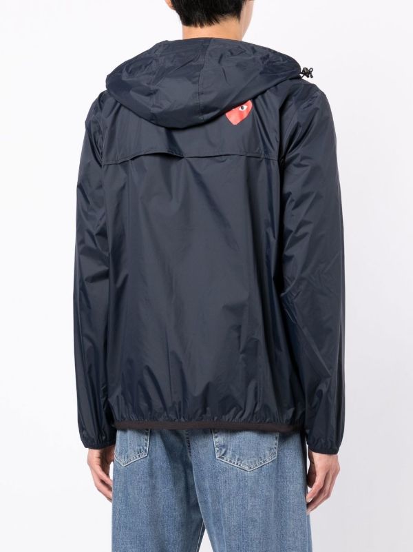 Comme Des Garçons Play x K-Way Zipped Hooded Jacket | Blue | FARFETCH
