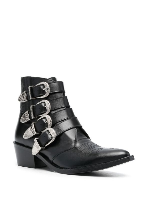 Toga Pulla buckle-strap Mid Heel Boots | Black | FARFETCH