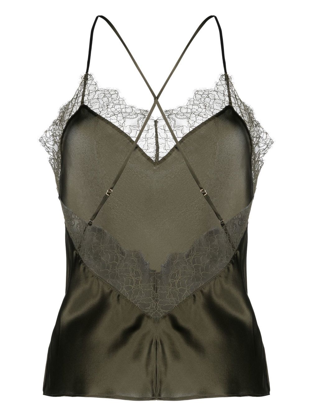 Maison Close Rendez-Vous lace-trim Silk Camisole | Green | FARFETCH IN