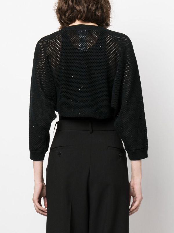 Fabiana Filippi open-knit Cropped Cardigan | Black | FARFETCH CA