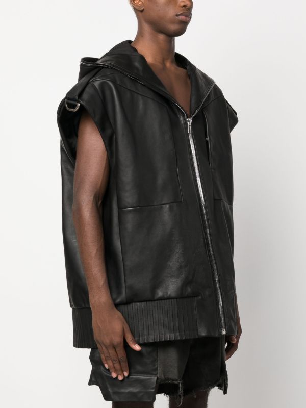 Rick Owens Lido フーデッド レザーベスト | ブラック | FARFETCH JP