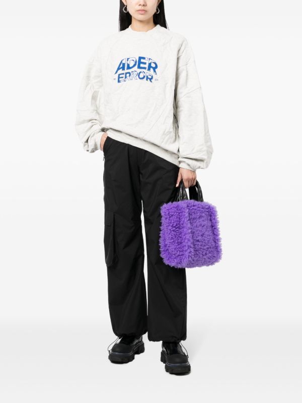 Ader Error logo-embroidered Crinkled Sweatshirt | Neutrals | FARFETCH