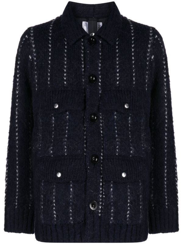 Sacai ストライプ シャツジャケット | ブルー | FARFETCH JP