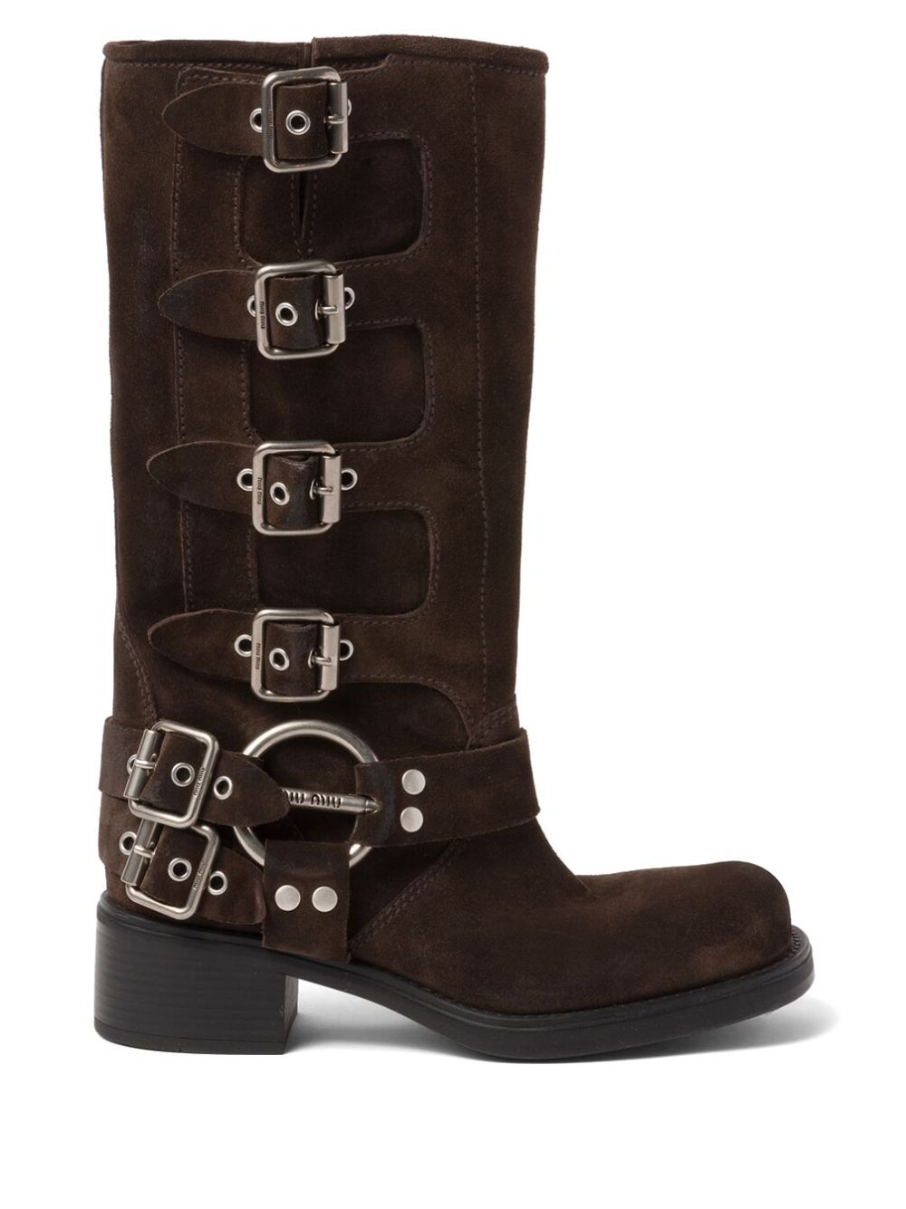 Miu Miu buckle-detail block-heel Boots | Brown | FARFETCH