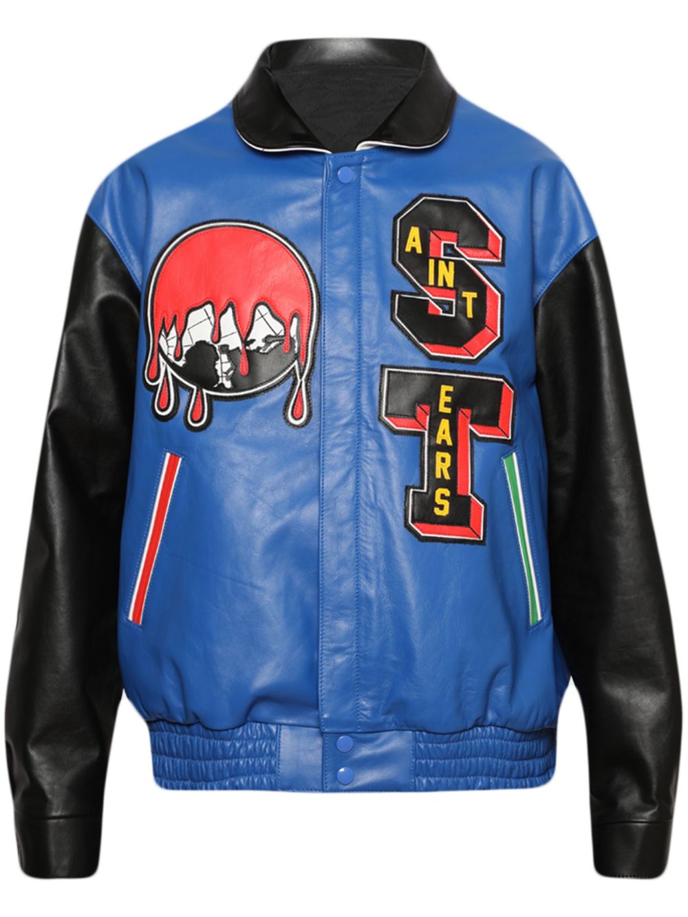 SAINT MXXXXXX x Denim Tears Leather Varsity Jacket | Black | FARFETCH