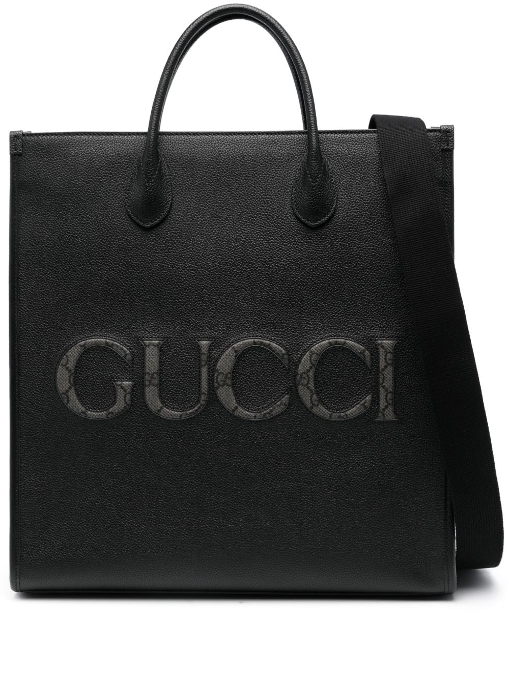 Gucci logo-embossed Leather Tote Bag | Black | FARFETCH
