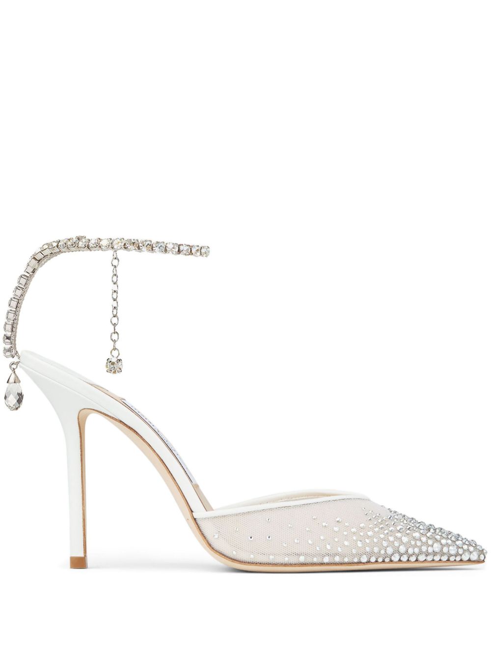 Jimmy Choo 100mm Saeda crystal-embellished Pumps | White | FARFETCH