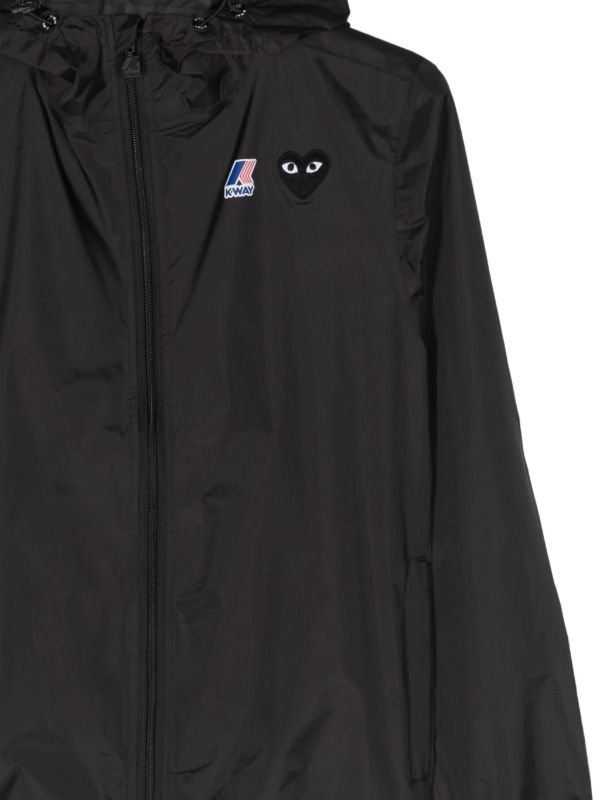 Comme Des Garçons Play x K-Way Zipped Hooded Jacket | Black | FARFETCH