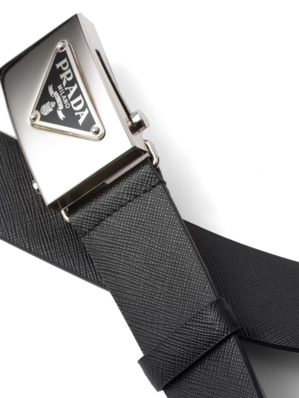 Prada トライアングルロゴ サフィアーノ ベルト | ブラック | FARFETCH JP