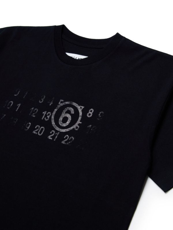 MM6 Maison Margiela Kids Numbers-print Cotton T-shirt | Black