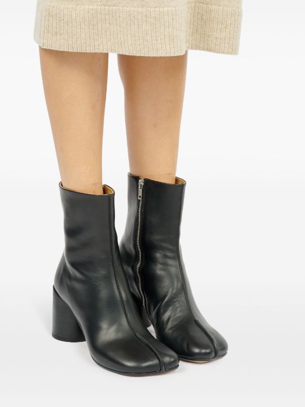 MM6 Maison Margiela stitch-out Leather Ankle Boots | Black | FARFETCH