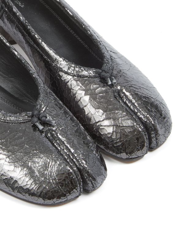 Maison Margiela Tabi 30mm Leather Ballerina Shoes | Grey | FARFETCH