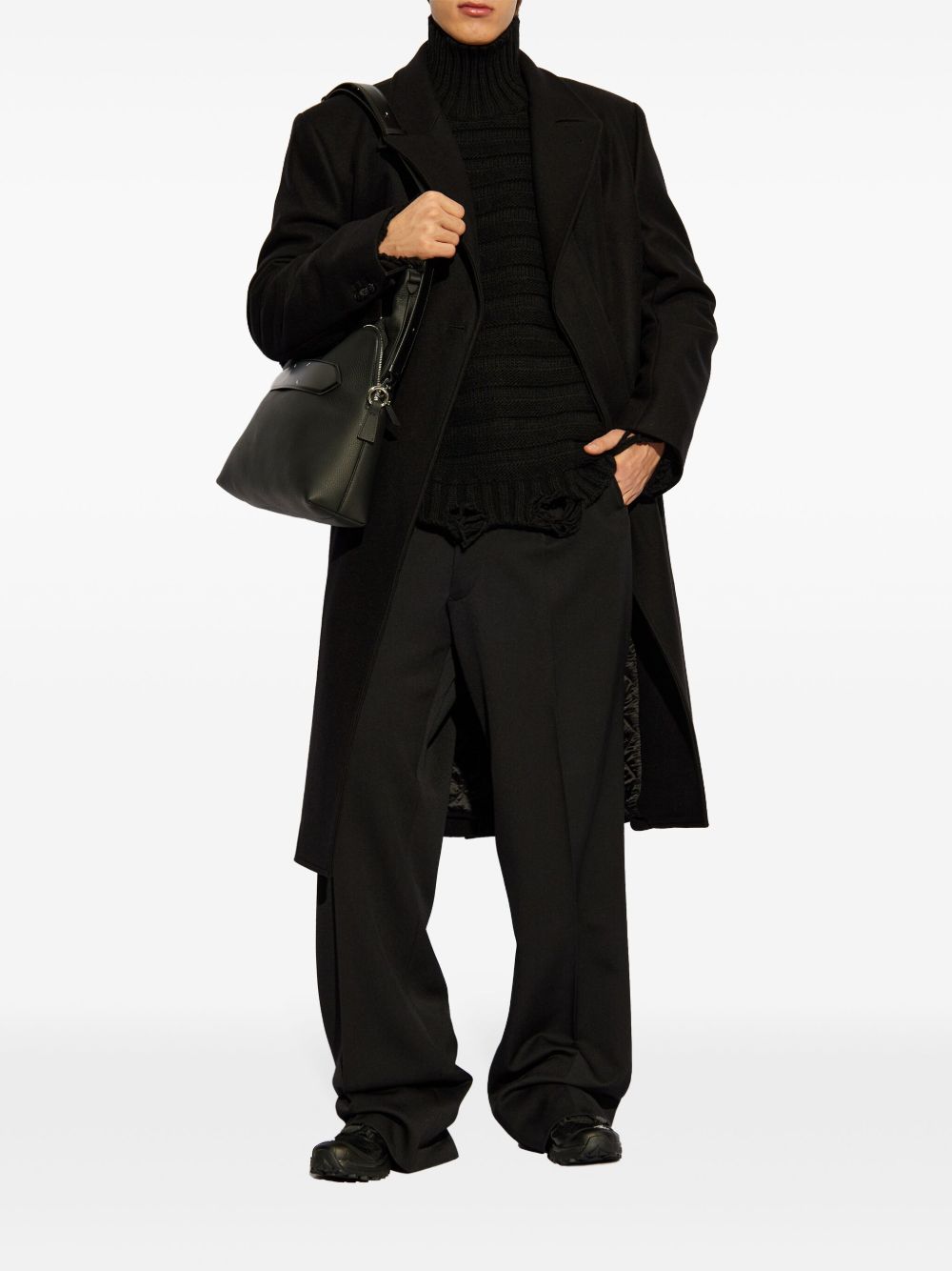 MM6 Maison Margiela ダメージ ハイネック プルオーバー | ブラック