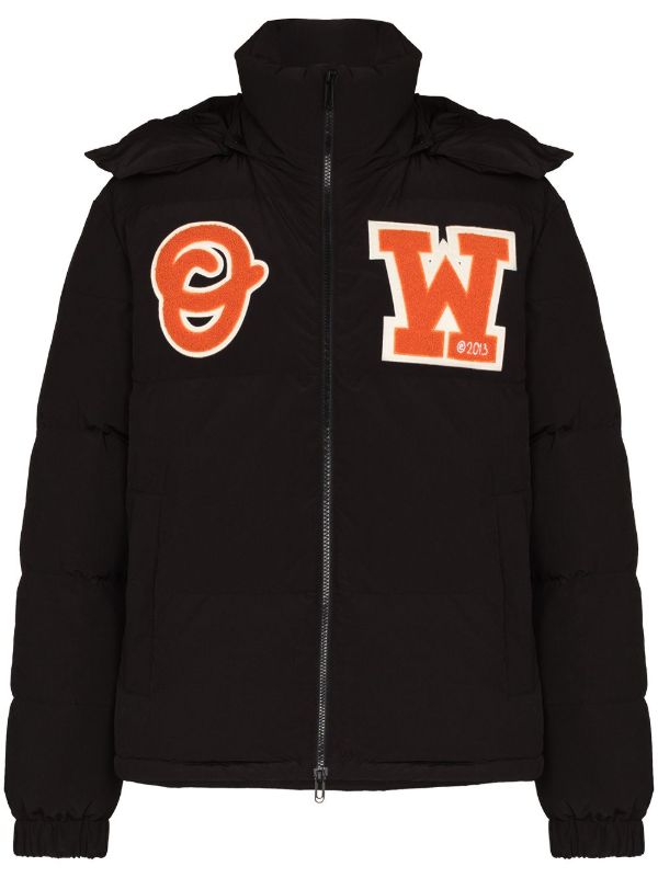 Off-White logo-patch Puffer Coat | Black | FARFETCH