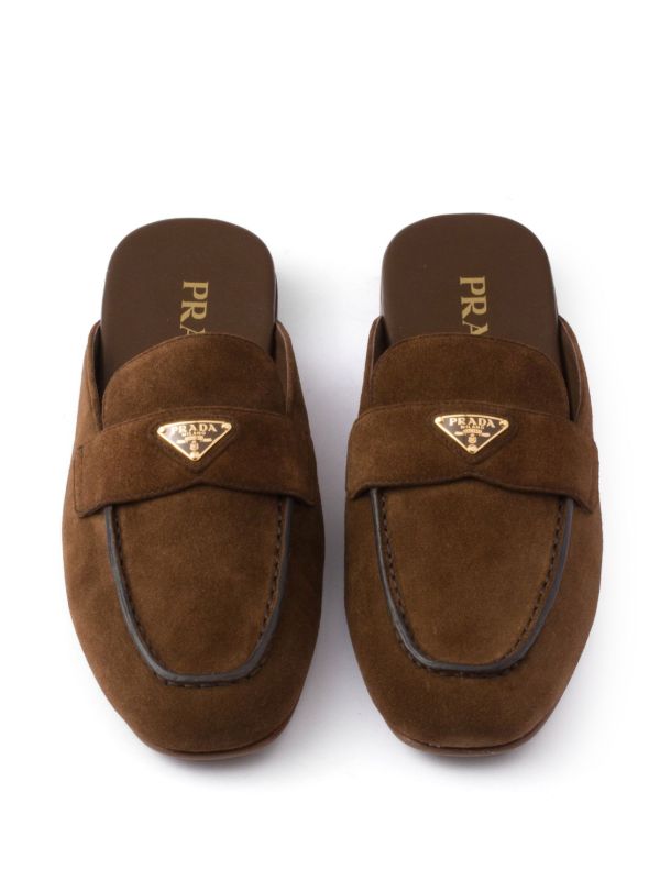 Prada Suede Mules | Brown | FARFETCH UK