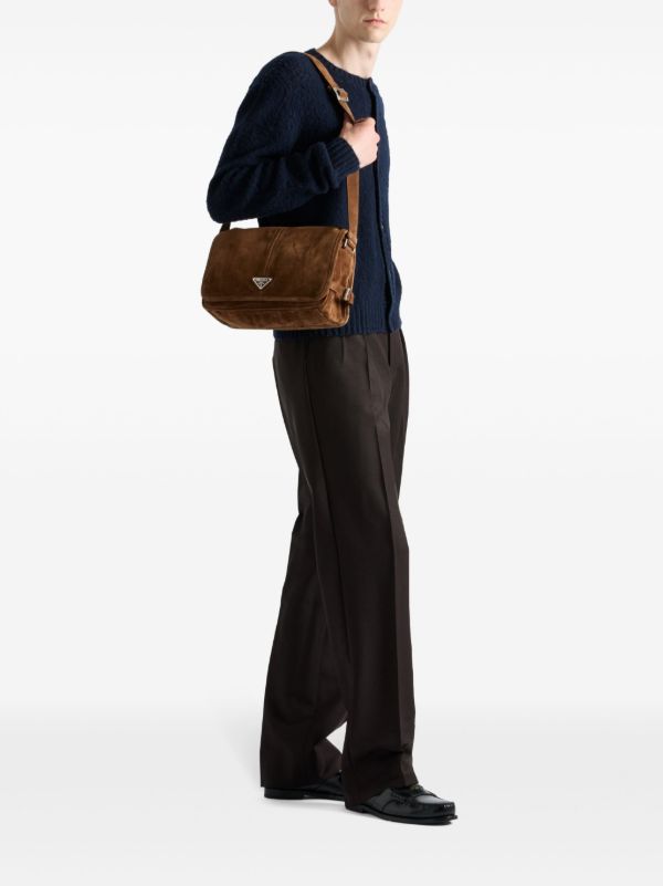 Prada スエード ショルダーバッグ | ブラウン | FARFETCH JP