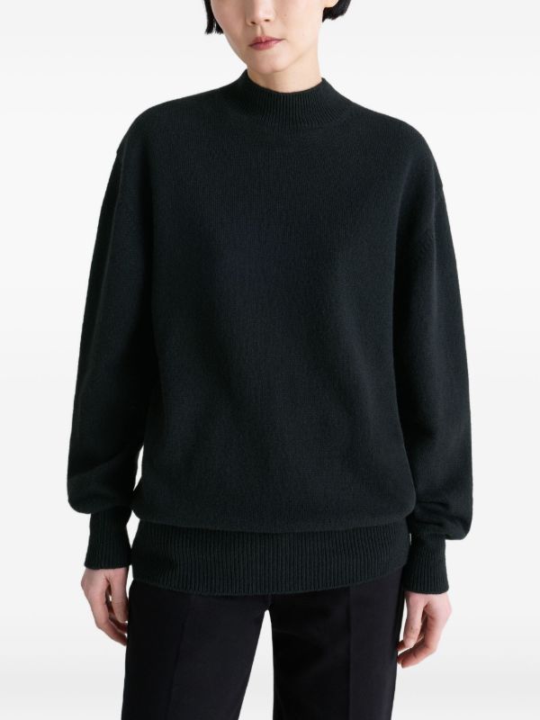 LEMAIRE Mock Neck rib-knit Trim Sweater | Black | FARFETCH JO