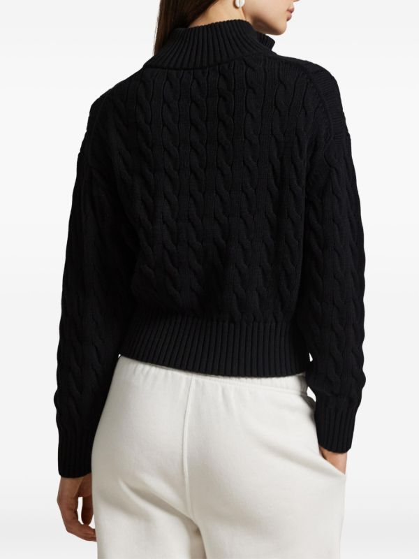 Polo Ralph Lauren ケーブルニット ハーフジップ セーター | ブラック