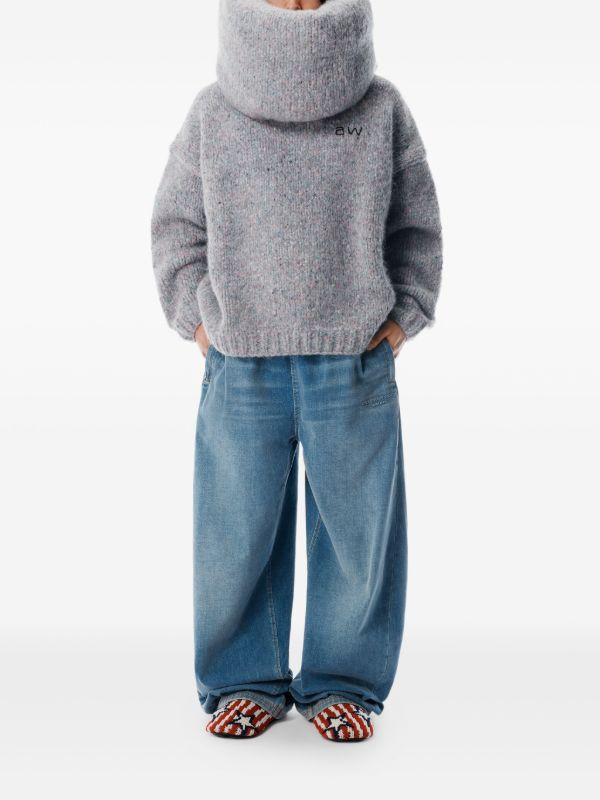 Alexander Wang Embroidered crew-neck Sweater | Grey | FARFETCH