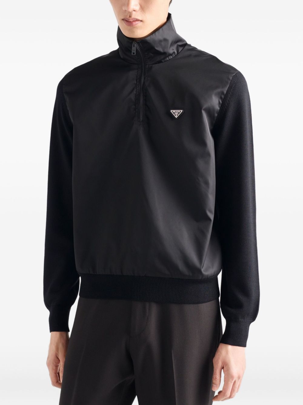 Prada Wool half-zipper Sweater | Black | FARFETCH