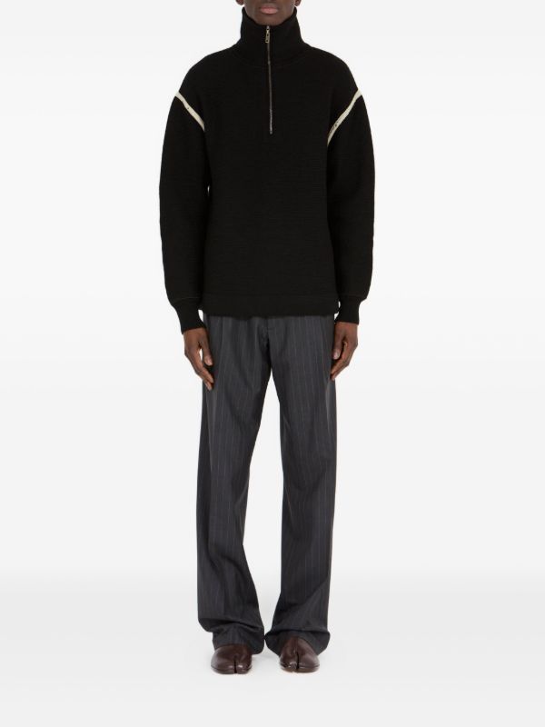 Maison Margiela half-zip elbow-patch Sweater | Black | FARFETCH